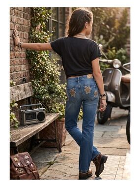 Vintage: Hydraulic Jeans 𖤐 Floral Embroidered Jeans 𖤐 Mid Blue 𖤐 12 23 XXS XS